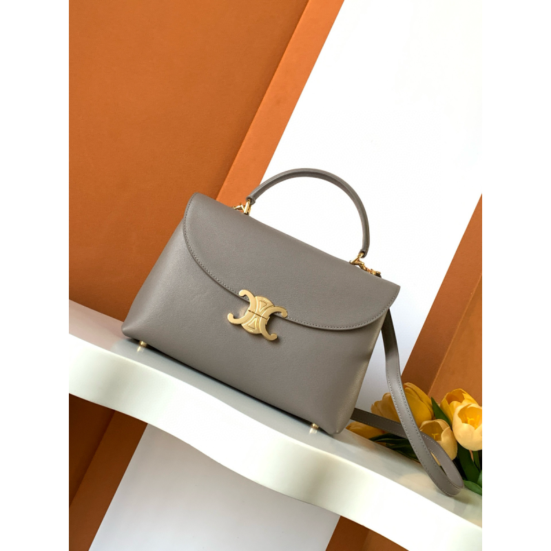Celine Medium Nino Bag in Supple grained calfskin - Pepple Grey 