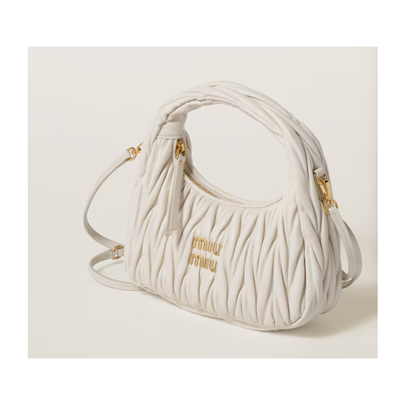 Miu Miu Wander matelassé nappa leather hobo bag-White