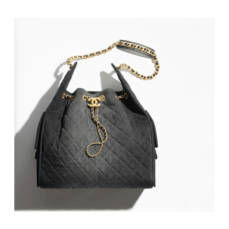 Chanel 25 Medium handbag - Black washed denim 