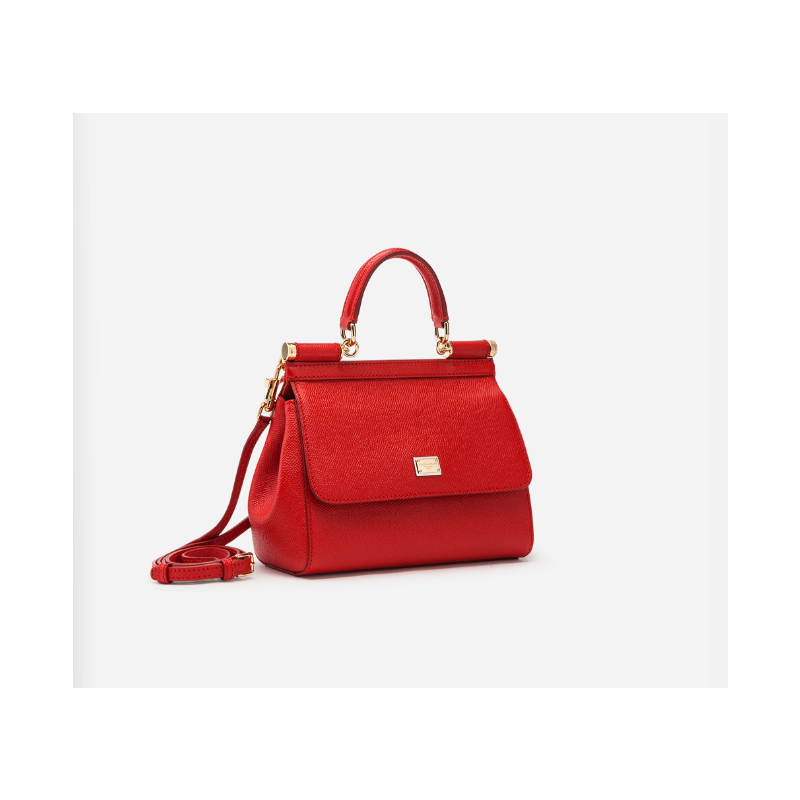 Dolce Gabbana Medium Sicily handbag in Dauphine Calfskin-Red