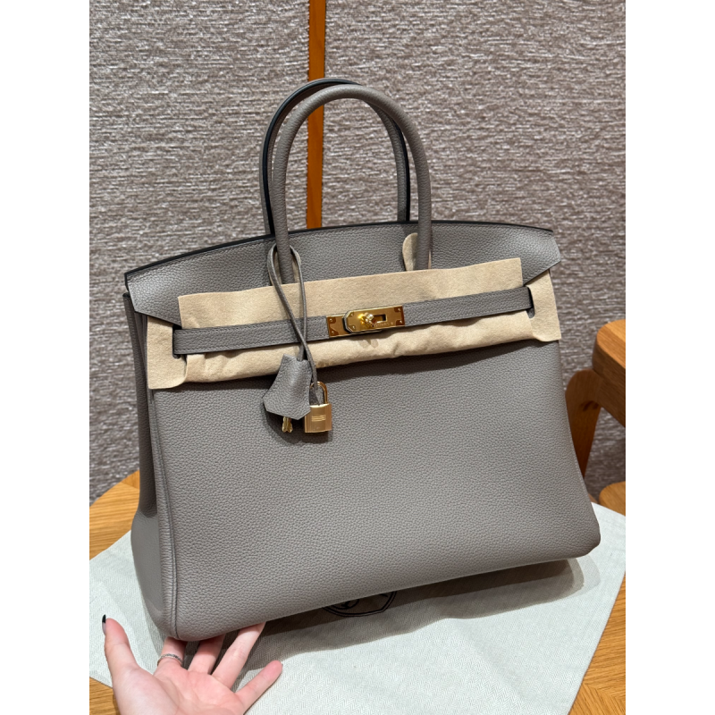 Hermes Birkin 35 Tasche Togo Leder-Gris Asphaite