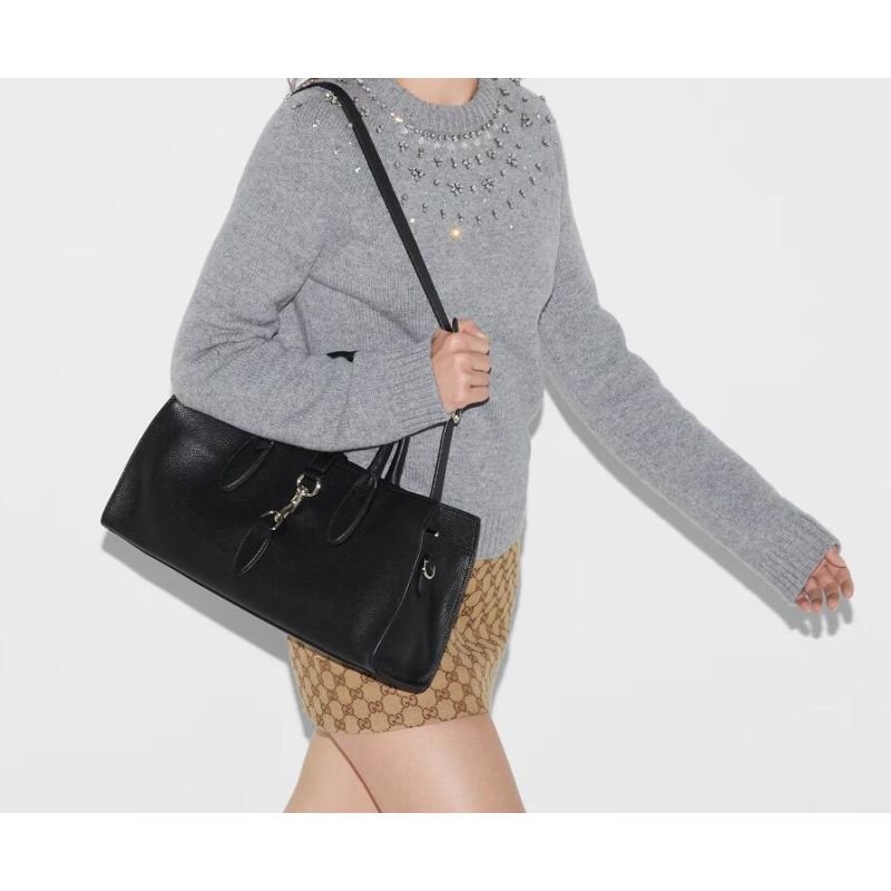 Gucci Medium Tote bag with Hook closure-Black