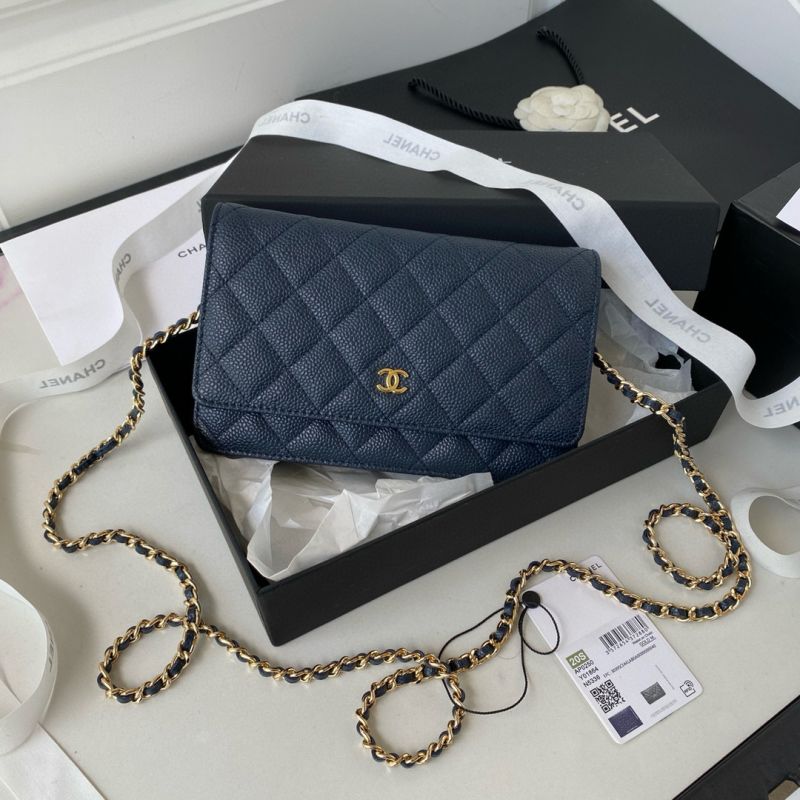 Chanel Classic Wallet on Chain in Grained leather-Navy blue