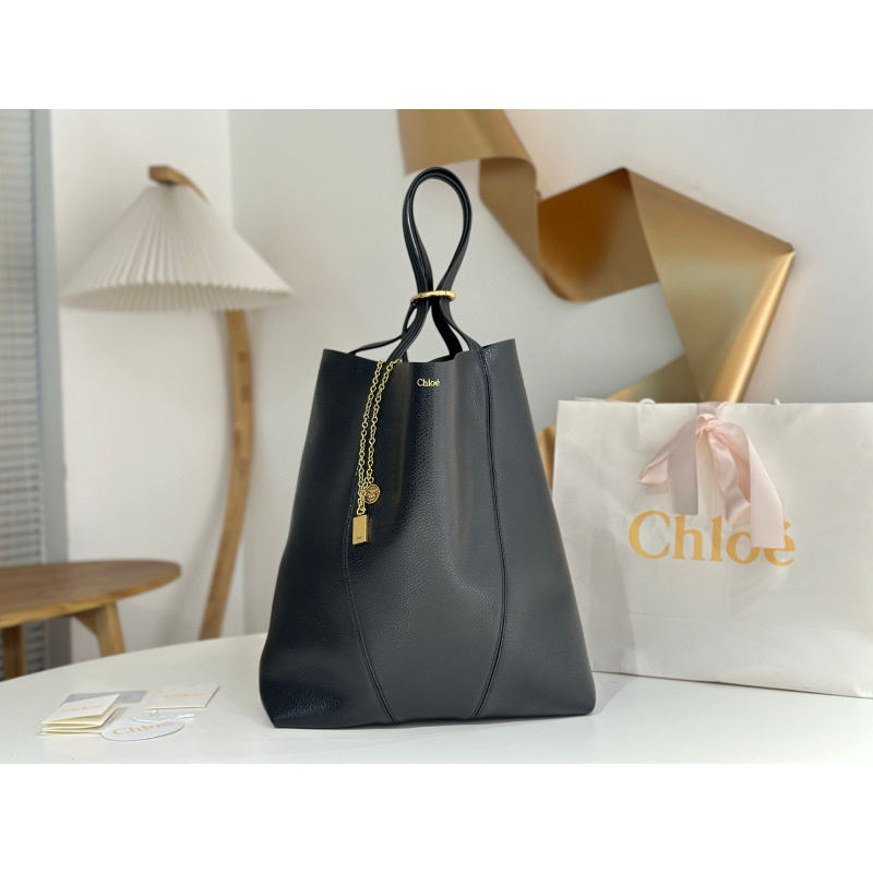 chloe Große Spin Tote-Black