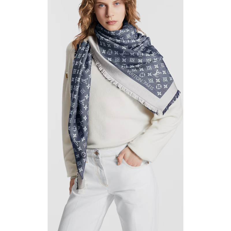 LV Denim Monogram Shawl 