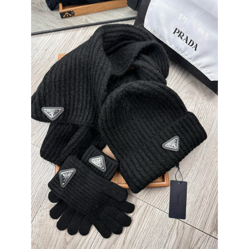  Prada Set von Kaschmir Schal / Hut / Handschuhe